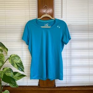 UNDER ARMOUR Women's Size X-Large Heat Gear Active T-Shirt Blue Top